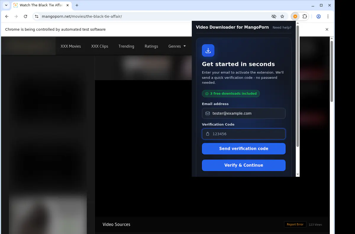 Mangoporn Video Downloader browser extension screenshot 4